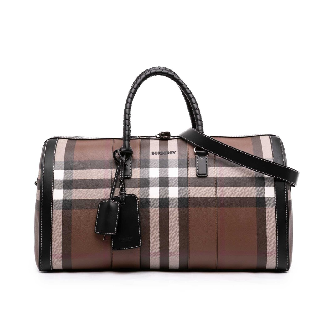 Pre-Loved Burberry Giant Check Coated Canvas Travel Bag